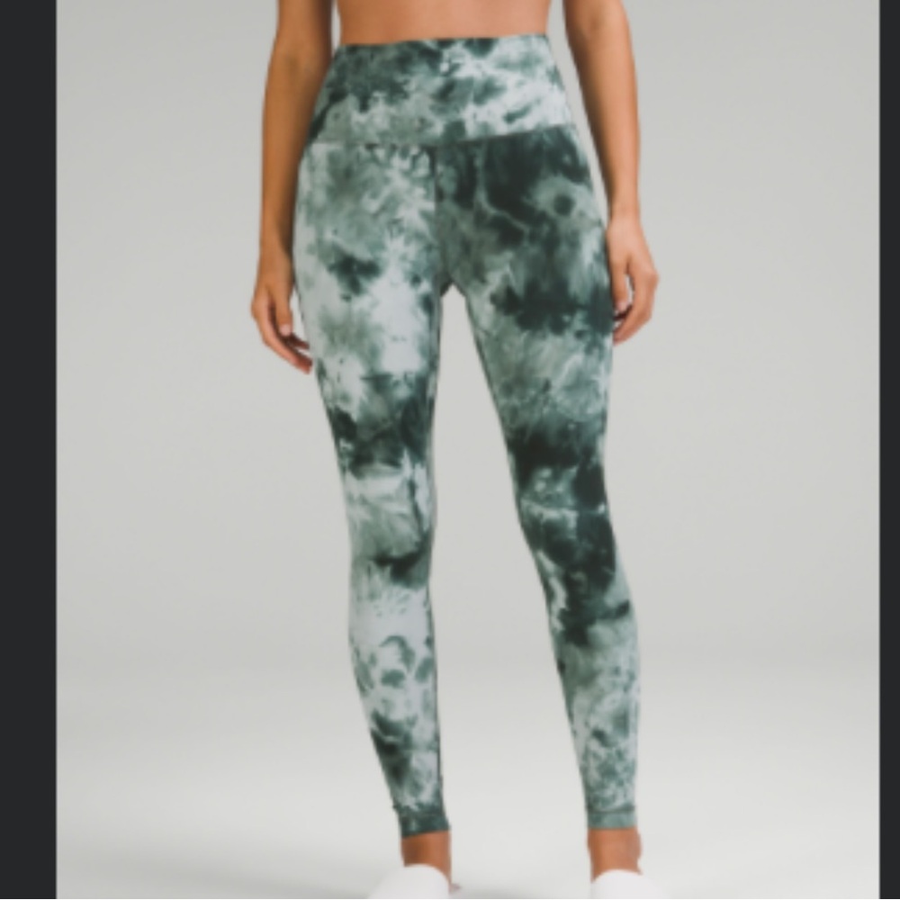Tie-Dye High-Waist Leggings - Green Marble